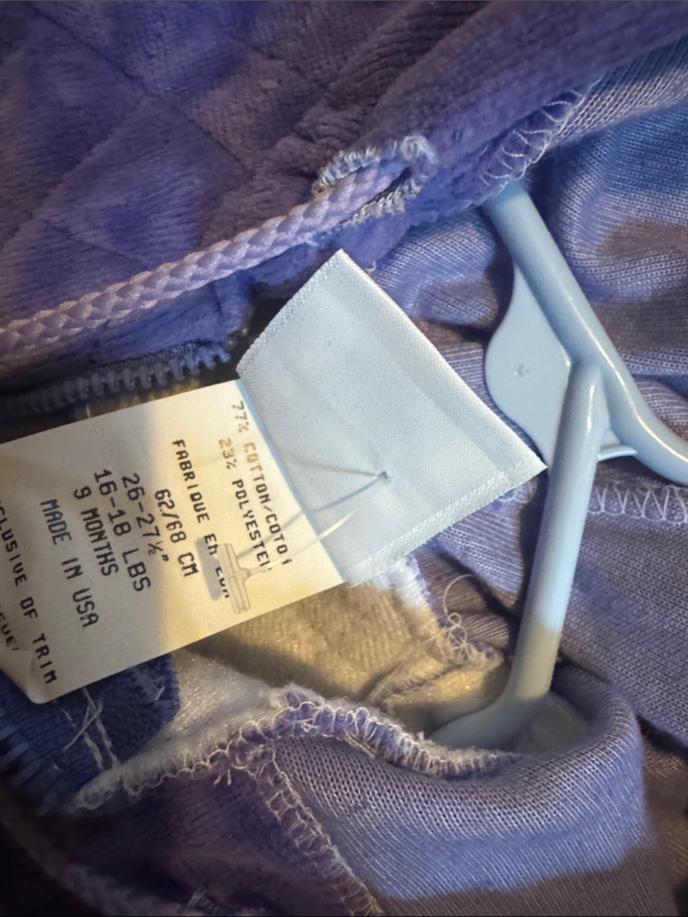 Little me 9mo purple full zip body suit sleep warm nap sack footie - Picture 5 of 6